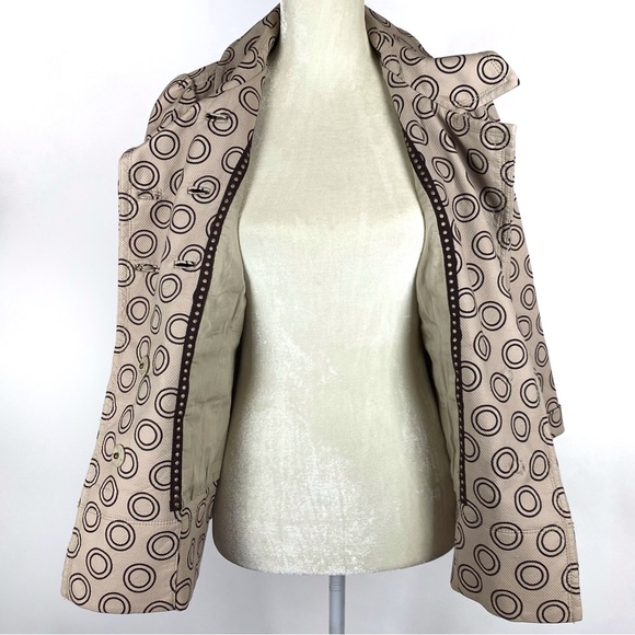 Juicy Couture Tan Brown Circle Pattern Pea Coat Size Small - Picture 9 of 16